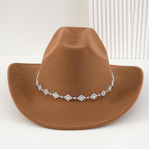 قبعة راعية البقر النسائية من حجر الراين قبعات رعاة البقر ذات حافة واسعة غربية in Kuwait