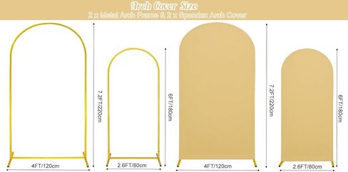 7.2FT, 6FT Wedding Arch Stand and Matching Dusty Blue Spandex Fitted Arch Backdrop Cover Set, Round Top Chiara Backdrop Stands and Covers for Birthday Party Baby Shower Arch Decor (Dusty Blue) in Kuwait