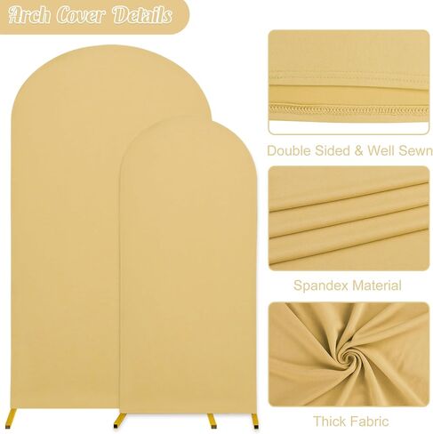 7.2FT, 6FT Wedding Arch Stand and Matching Dusty Blue Spandex Fitted Arch Backdrop Cover Set, Round Top Chiara Backdrop Stands and Covers for Birthday Party Baby Shower Arch Decor (Dusty Blue) in Kuwait