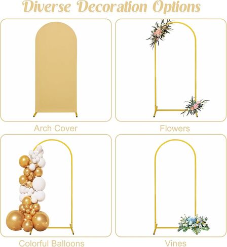 7.2FT, 6FT Wedding Arch Stand and Matching Dusty Blue Spandex Fitted Arch Backdrop Cover Set, Round Top Chiara Backdrop Stands and Covers for Birthday Party Baby Shower Arch Decor (Dusty Blue) in Kuwait