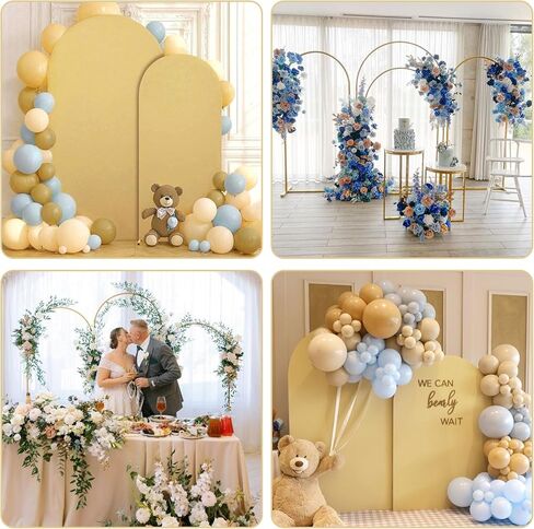 7.2FT, 6FT Wedding Arch Stand and Matching Dusty Blue Spandex Fitted Arch Backdrop Cover Set, Round Top Chiara Backdrop Stands and Covers for Birthday Party Baby Shower Arch Decor (Dusty Blue) in Kuwait