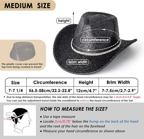 Lisianthus Sparkly Cowboy Hats for Women & Men - Glitter Western Cowgirl Hat with Rhinestone Band in Saudi Arabia