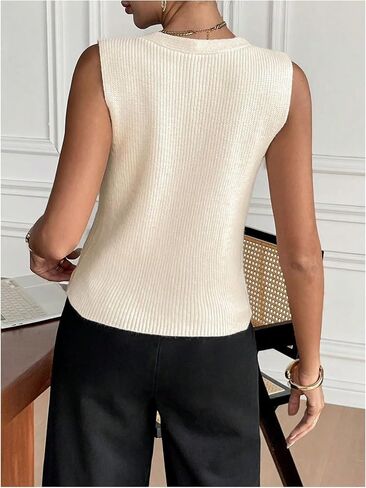 Floerns Women's V Neck Button Down Sweater Vest Pocket Sleeveless Knitted Cardigans in Saudi Arabia