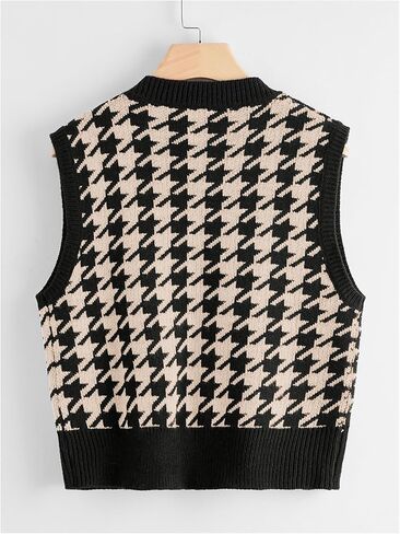 Women's Preppy Sweater Vests V Neck Knit Pullover Tank Tops Fall Outfits in Saudi Arabia