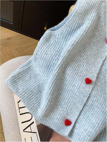 WDIRARA Women's Sweater Vests Heart Button Sleeveless Lightweight Knit Cardigan in Saudi Arabia