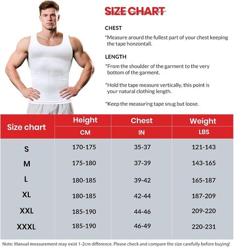Mens Compression Shirt Slimming Body Shaper Vest Workout Tank Tops Abs Abdomen Undershirts White in Saudi Arabia