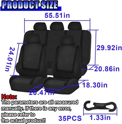 Car Seat Covers Full Set, Breathable Car Seat Protector Airbags Compatible with Composite Sponge Inside, Universal Washable Automotive Interior Accessories for Cars Trucks SUVs (Grey) in Saudi Arabia