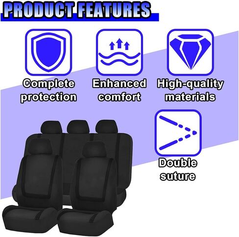 Car Seat Covers Full Set, Breathable Car Seat Protector Airbags Compatible with Composite Sponge Inside, Universal Washable Automotive Interior Accessories for Cars Trucks SUVs (Grey) in Saudi Arabia