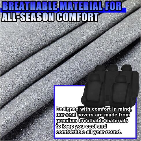 Car Seat Covers Full Set, Breathable Car Seat Protector Airbags Compatible with Composite Sponge Inside, Universal Washable Automotive Interior Accessories for Cars Trucks SUVs (Grey) in Saudi Arabia