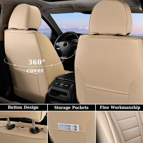 Coverado Car Seat Covers Full Set, Nappa Leather Seat Covers for Cars, Car Seat Protector Car Seat Cushion, Front and Back Seat Protectors Cushions Universal Fit for Most Cars Vehicles(Brown) in Saudi Arabia