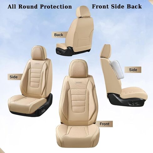 Coverado Car Seat Covers Full Set, Nappa Leather Seat Covers for Cars, Car Seat Protector Car Seat Cushion, Front and Back Seat Protectors Cushions Universal Fit for Most Cars Vehicles(Brown) in Saudi Arabia