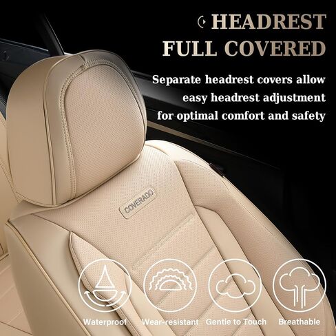 Coverado Car Seat Covers Full Set, Nappa Leather Seat Covers for Cars, Car Seat Protector Car Seat Cushion, Front and Back Seat Protectors Cushions Universal Fit for Most Cars Vehicles(Brown) in Saudi Arabia