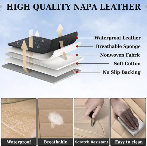 Coverado Car Seat Covers Full Set, Nappa Leather Seat Covers for Cars, Car Seat Protector Car Seat Cushion, Front and Back Seat Protectors Cushions Universal Fit for Most Cars Vehicles(Brown) in Saudi Arabia