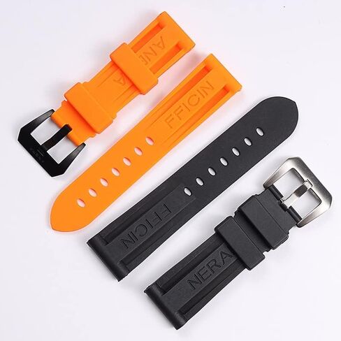 Black Orange 22 24 26mm Rubber Watchband for Panerai Watch Strap Silicone Waterproof Tape Wrist Bracelet (Color : 24mm, Size : 24mm) in Kuwait