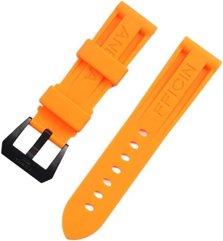 Black Orange 22 24 26mm Rubber Watchband for Panerai Watch Strap Silicone Waterproof Tape Wrist Bracelet (Color : 24mm, Size : 24mm) in Kuwait