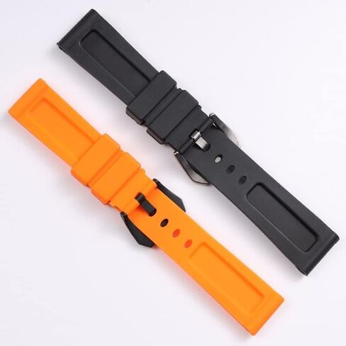 Black Orange 22 24 26mm Rubber Watchband for Panerai Watch Strap Silicone Waterproof Tape Wrist Bracelet (Color : 24mm, Size : 24mm) in Kuwait