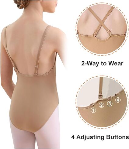 MdnMd Girls Women Nude Leotard Seamless Camisole Undergarment Vest with Adjustable Shoulder Straps for Dance/Gymnastics in Saudi Arabia