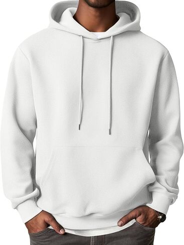 COOFANDY Men's Hooded Sweatshirts Long Sleeve Casual Waffle Knit Pullover Hoodies with Kanga Pocket in Saudi Arabia