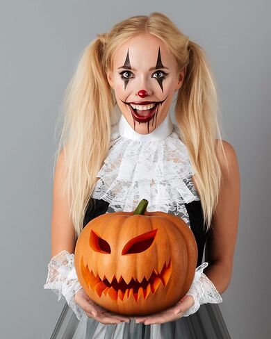 Toulite 3 Pcs Clown Accessories Clown Ruffle Collar & Cuffs White Lace Jabot Colonial Victorian Halloween Costume in Saudi Arabia