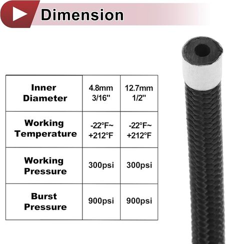 1 قطعة 3/16 "خط الوقود خرطوم 3ft خرطوم مكنسة السيارات الأسود NPR المطاط ، خرطوم الوقود النايلون مضفر in Saudi Arabia