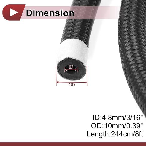 1 قطعة 3/16 "خط الوقود خرطوم 3ft خرطوم مكنسة السيارات الأسود NPR المطاط ، خرطوم الوقود النايلون مضفر in Saudi Arabia