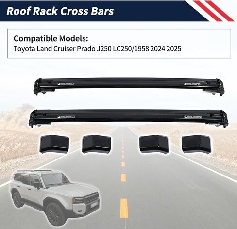 Roof Rack Cross Bar Compatible with Toyota Land Cruiser Prado J250 LC250/1958 2024 2025 | Factory Style | Aluminum Black Roof Top Luggage Carrier 2Pcs in Saudi Arabia