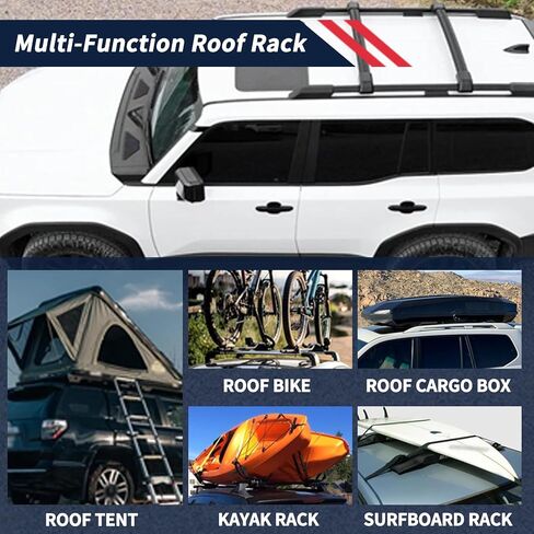 Roof Rack Cross Bar Compatible with Toyota Land Cruiser Prado J250 LC250/1958 2024 2025 | Factory Style | Aluminum Black Roof Top Luggage Carrier 2Pcs in Saudi Arabia