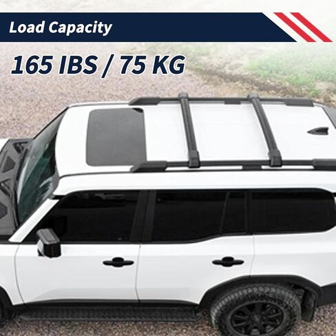 Roof Rack Cross Bar Compatible with Toyota Land Cruiser Prado J250 LC250/1958 2024 2025 | Factory Style | Aluminum Black Roof Top Luggage Carrier 2Pcs in Saudi Arabia