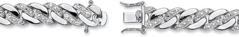 PalmBeach Men's Platinum-plated Genuine Diamond Accent Curb Link Bracelet (9mm), Box Clasp, 8.5 inches in Saudi Arabia