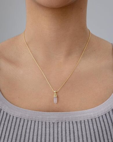 PAVOI Gemstone Gold Charm Necklace for Women - 14K Gold Plated Adjustable Chain Dainty Pendant Gemstone Necklaces with Cute Charms Set - Hypoallergenic Trendy Healing Crystal Pendants in Saudi Arabia