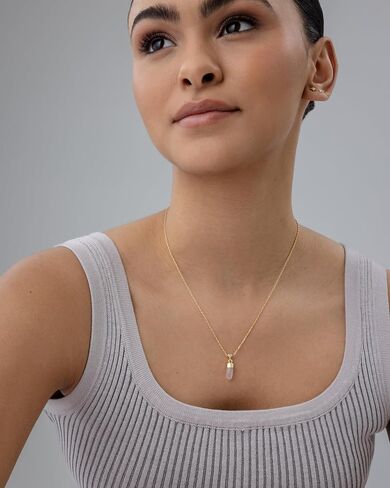 PAVOI Gemstone Gold Charm Necklace for Women - 14K Gold Plated Adjustable Chain Dainty Pendant Gemstone Necklaces with Cute Charms Set - Hypoallergenic Trendy Healing Crystal Pendants in Saudi Arabia
