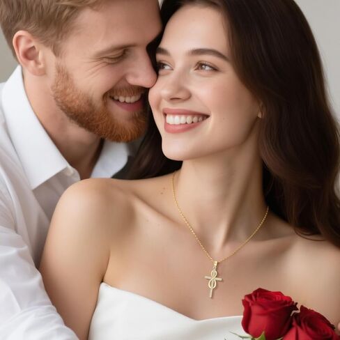 الصليب قلادة 14K الذهب الصليب القلائد للنساء الملتوية الصليب إنفينيتي المفتوحة حلقة قلادة قلادة للمرأة مجوهرات الدينية in Kuwait