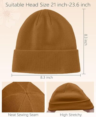 ROYBENS Satin Lined Beanie, 100% Cotton Beanies Hats for Men Women, Slouchy Knit Cuffed Winter Warm Soft Skull Cap Hat in Kuwait