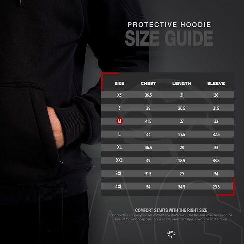 ج.أ.ج. هوديي للدراجات النارية للرجال - سترة ركوب مدرعة مع بطانة الأراميد للصدمات | سترة واقية لجميع المواسم in Kuwait