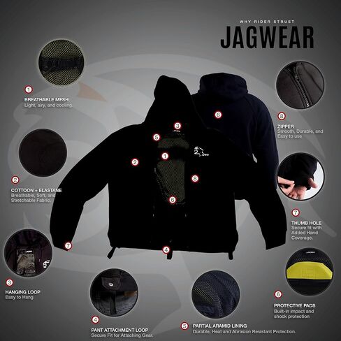 ج.أ.ج. هوديي للدراجات النارية للرجال - سترة ركوب مدرعة مع بطانة الأراميد للصدمات | سترة واقية لجميع المواسم in Kuwait