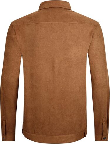 Alex Vando Mens Suede Shirt Jackets Long Sleeve Two Pockets Snap Casual Button Down Shirts in Saudi Arabia