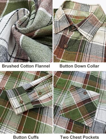 قمصان PLEPAN الرجالية من الفلانيل بأكمام طويلة وخفيفة الوزن وخفيفة الوزن وأزرار سفلية كاجوال مع جيوب in Kuwait