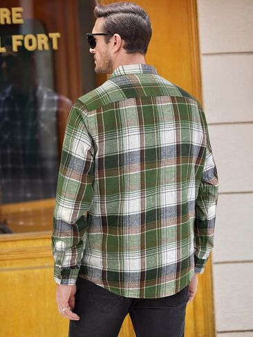 قمصان PLEPAN الرجالية من الفلانيل بأكمام طويلة وخفيفة الوزن وخفيفة الوزن وأزرار سفلية كاجوال مع جيوب in Kuwait