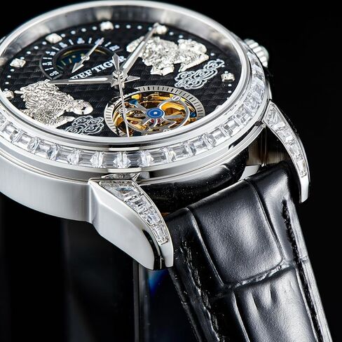 ريف النمر العلامة التجارية الفاخرة للرجال Pixiu Moonphase ساعة أوتوماتيكية للرجال الماس متعددة الوظائف ساعة الأعمال الكلاسيكية RGA1935 in Kuwait