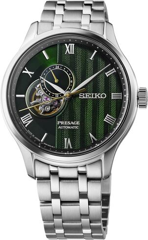 Seiko SSA463 Watch for Men - Presage Collection - Stainless Steel Case, Leather Strap, Elegant Design, Precision Timekeeping, Dark Green in Saudi Arabia
