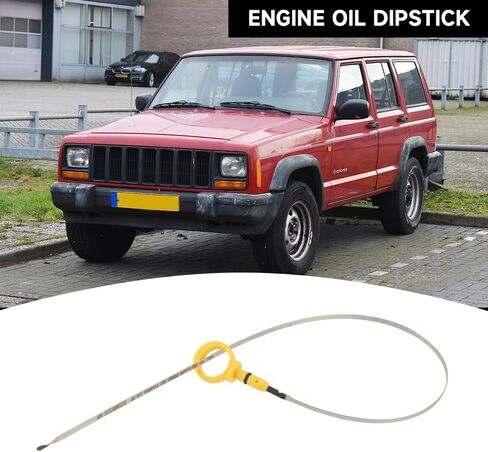 Engine Oil Dipstick - Compatible for Jeep Grand Cherokee Laredo, Limited 2001 2003 2004 (4.0L L6 - Gas) | Stainless Steel & Yellow ABS Handle | Replaces 53010445AB in Saudi Arabia