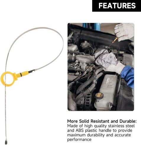 Engine Oil Dipstick - Compatible for Jeep Grand Cherokee Laredo, Limited 2001 2003 2004 (4.0L L6 - Gas) | Stainless Steel & Yellow ABS Handle | Replaces 53010445AB in Saudi Arabia