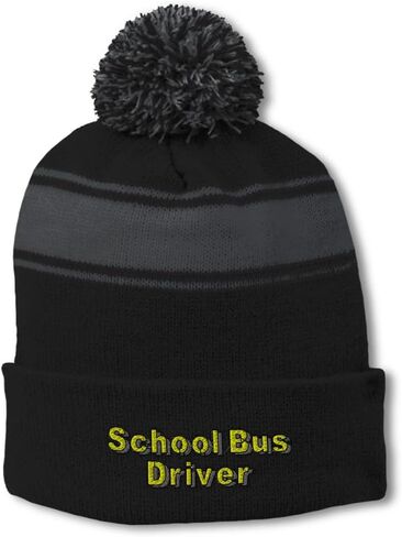 Pom Pom Beanie Hat for Men & Women School Bus Driver Occupation Winter Hats Skull Cap Acrylic 1 Size in Saudi Arabia