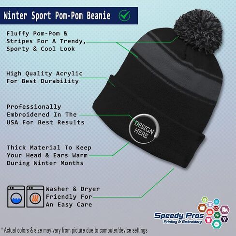 Pom Pom Beanie Hat for Men & Women School Bus Driver Occupation Winter Hats Skull Cap Acrylic 1 Size in Saudi Arabia
