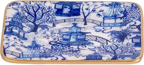 طبق صابون أبيض وأزرق مزخرف للحفلات من Jaye's Studio Garden للحمام، وصينية المينا، وصينية الغرور لخزانة الملابس، والكونترتوب، وصينية صابون الحوض للمكتب، وصينية المجوهرات الذهبية، ولوحة المفاتيح، والديكور الصيني in Kuwait