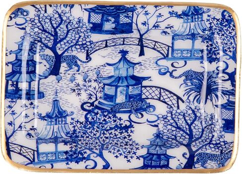 طبق صابون أبيض وأزرق مزخرف للحفلات من Jaye's Studio Garden للحمام، وصينية المينا، وصينية الغرور لخزانة الملابس، والكونترتوب، وصينية صابون الحوض للمكتب، وصينية المجوهرات الذهبية، ولوحة المفاتيح، والديكور الصيني in Kuwait