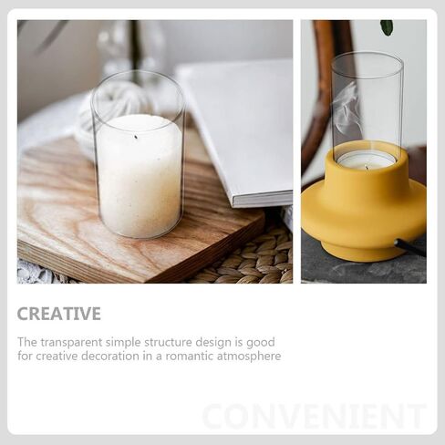 Cabilock 2pcs Desktop Glass Cloche Simple Design Candle Holder Candle Supply Lids Sleeves for Aesthetic Room Decor in Saudi Arabia