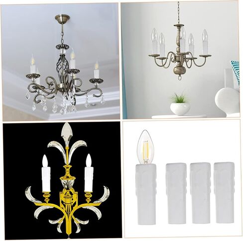 4Pcs Chandelier Base Cover Candle Chandelier Flanging Sleeve Durable Tube for Crystal Lighting Fixtures Easy Installation for Family Candle Lamps in Saudi Arabia