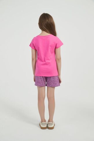 مجموعة من 2 تيشيرتات قطنية للفتيات/الأطفال الصغار بياقة دائرية وأكمام قصيرة ملابس صيفية للأطفال (2T-14Y) in Kuwait