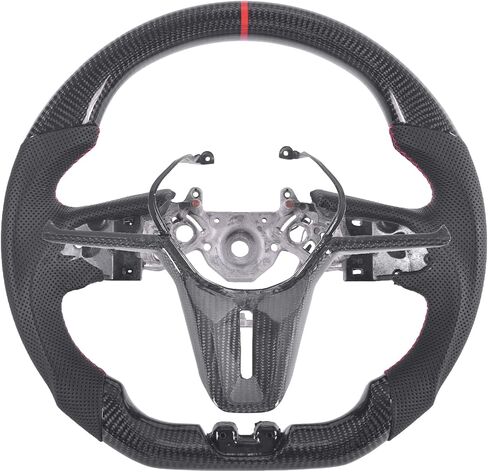 Real Carbon Fiber Steering Wheel for Nissan GTR 2017-2024 with Trim, D-shaped Flat-bottom Perforated Leather Grip in Saudi Arabia